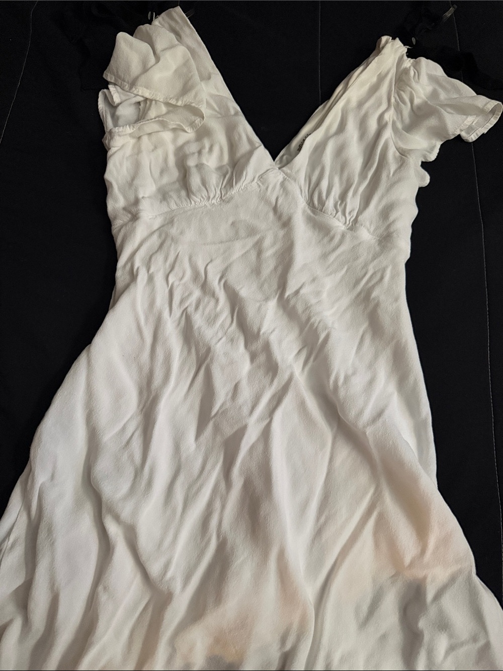 Wild Fable White V-Neck Dress with Bows on Shoulder